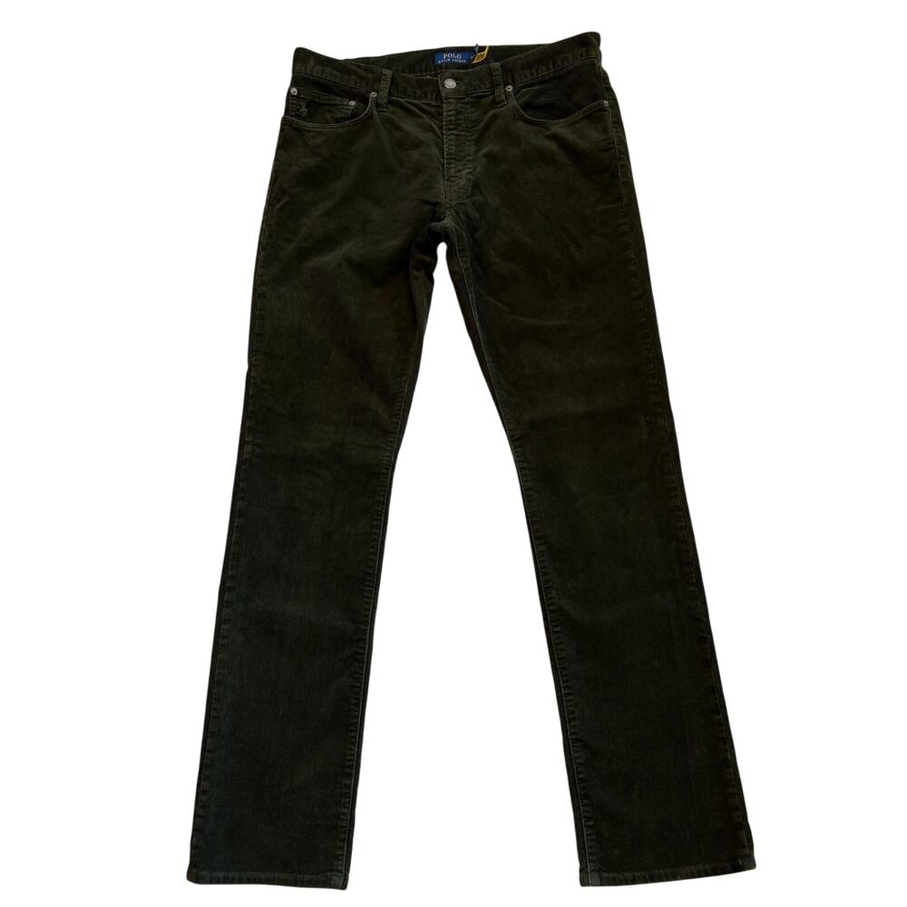 Polo Ralph Lauren Corduroy Pants Mens Sz 34X34 Green Varick Slim Straight Preppy